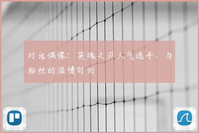 对话偶像：英魂之刃人气选手，与粉丝的温情时刻